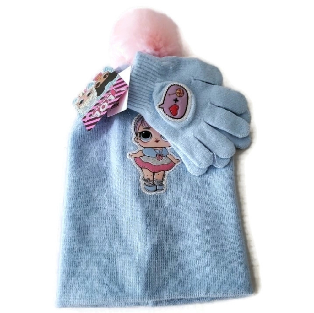 LOL Surprise Light Blue Beanie Puff ball & Gloves